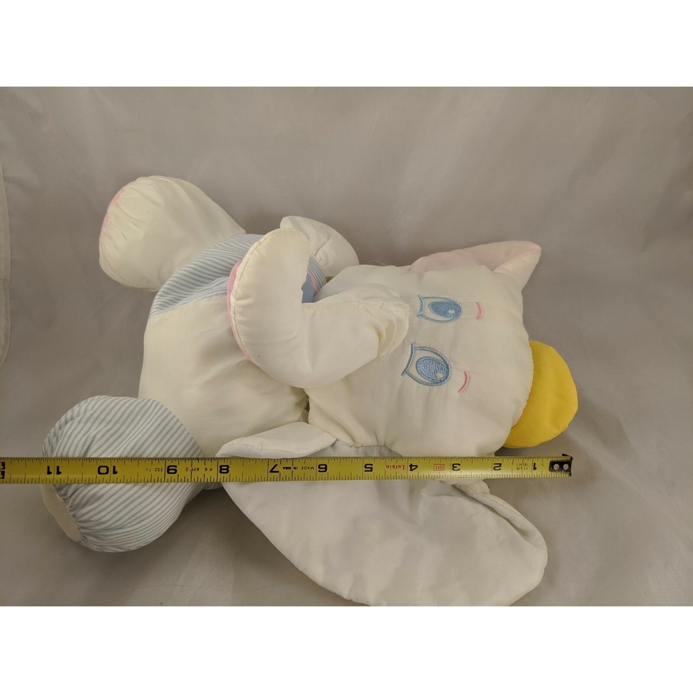White Elephant Rattle Plush Nylon 12 Inch Stuffed Animal Toy - Picture 8 of 8